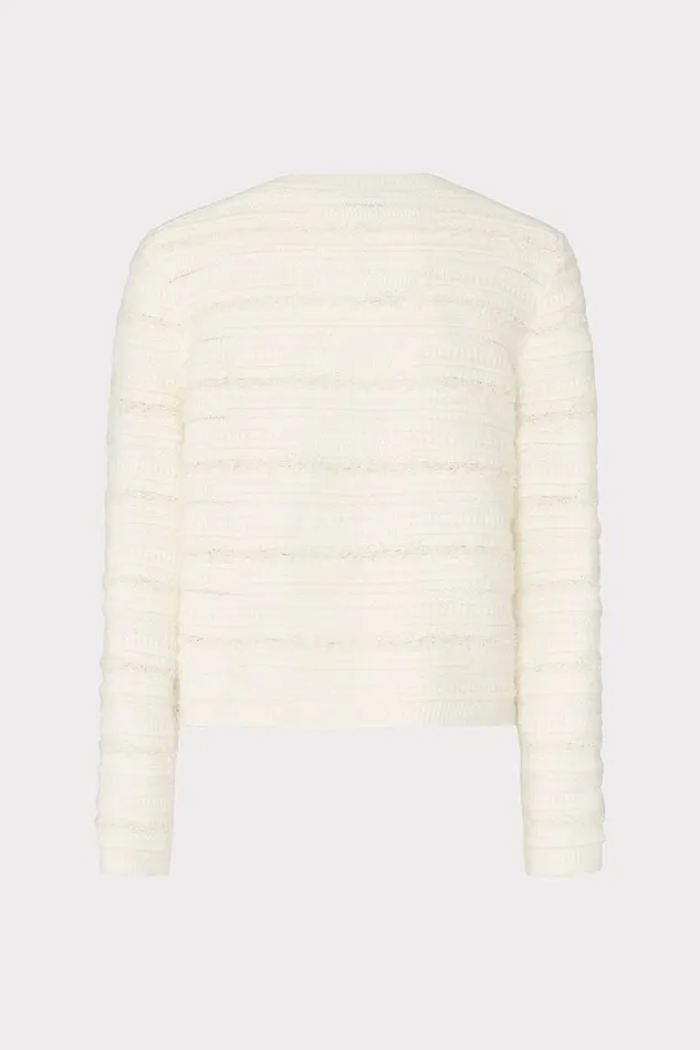 Milly Textured Knit Cardigan Ecru Women Sweaters and Knits
