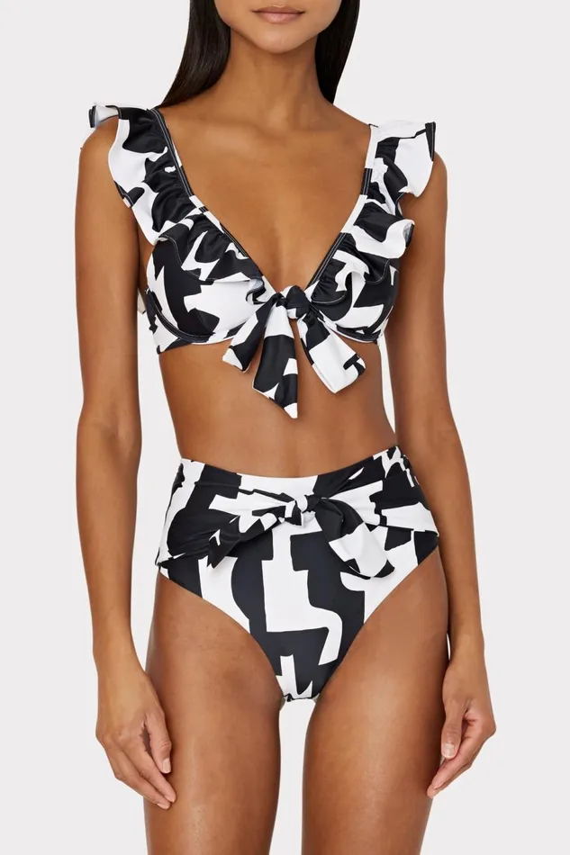 Milly Tie Bikini Bottom Blackecru Women Bikinis