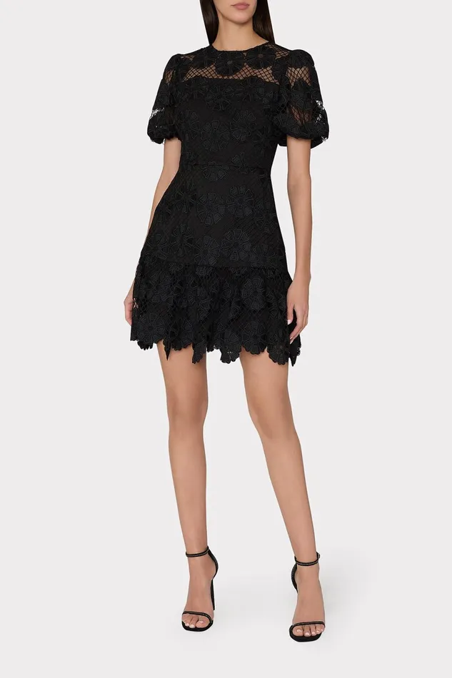 Milly Yasmin Daisy Lace Dress Black Women Dresses