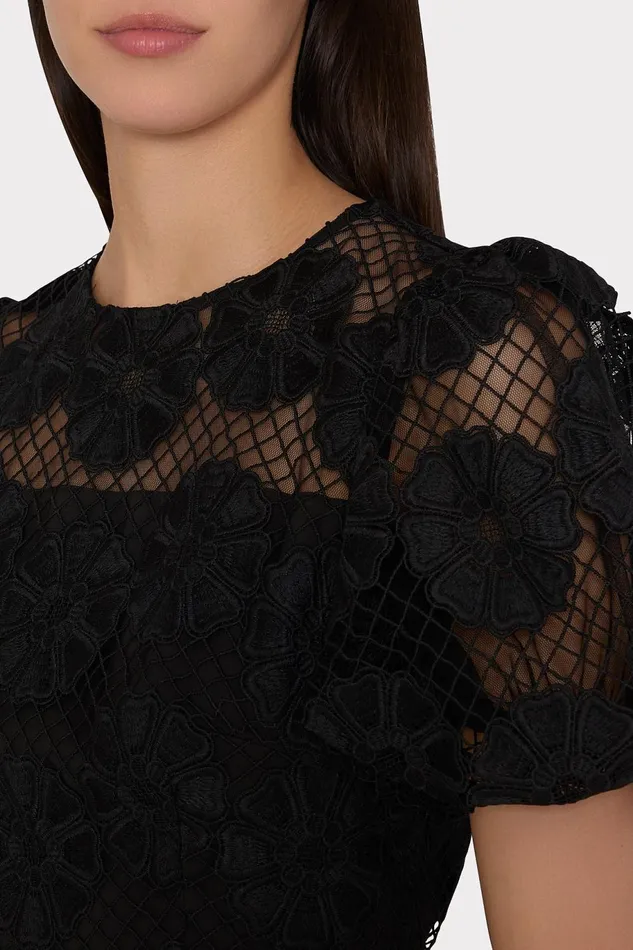 Milly Yasmin Daisy Lace Dress Black Women Dresses