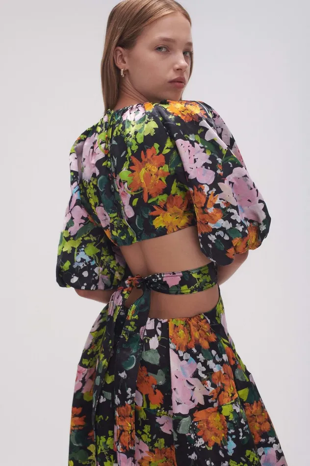 Mimosa Cutout Midi Dress Midnight Floral Women Aje Midi Dresses