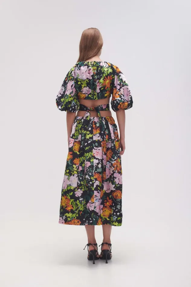 Mimosa Cutout Midi Dress Midnight Floral Women Aje Midi Dresses