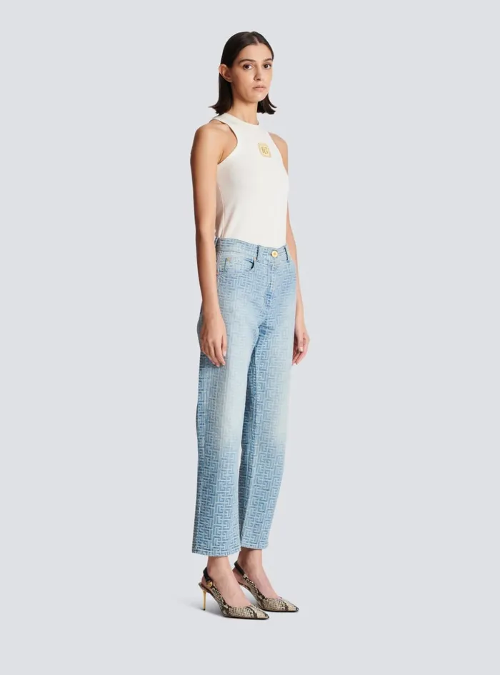 Monogram Classic Jeans Blue Women Balmain Denim