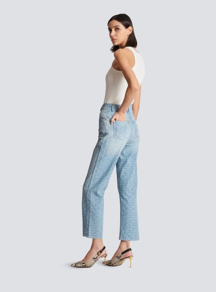 Monogram Classic Jeans Blue Women Balmain Denim