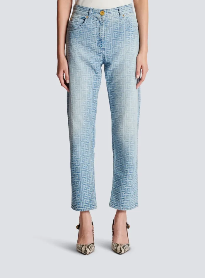 Monogram Classic Jeans Blue Women Balmain Denim