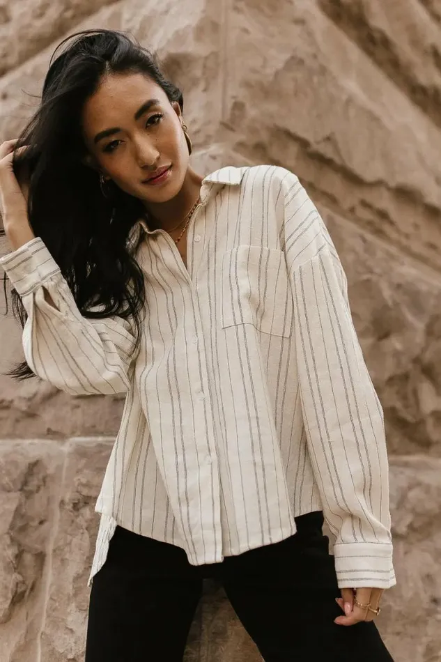 Myka Button Up Ivory Women Bohme Tops