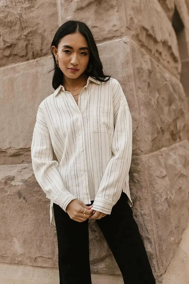 Myka Button Up Ivory Women Bohme Tops