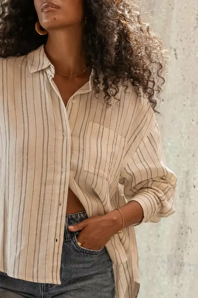 Myka Button Up Ivory Women Bohme Tops