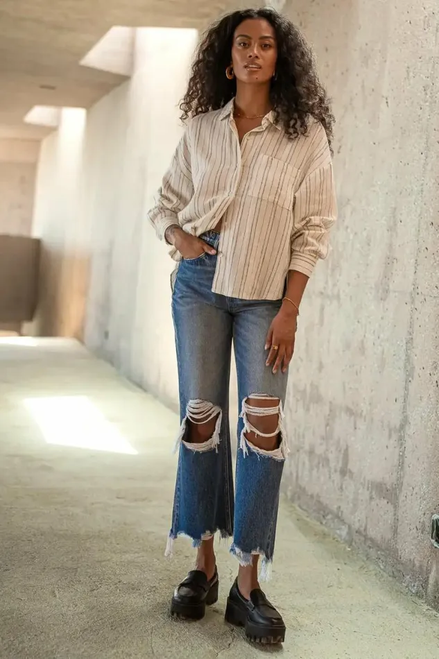 Myka Button Up Ivory Women Bohme Tops