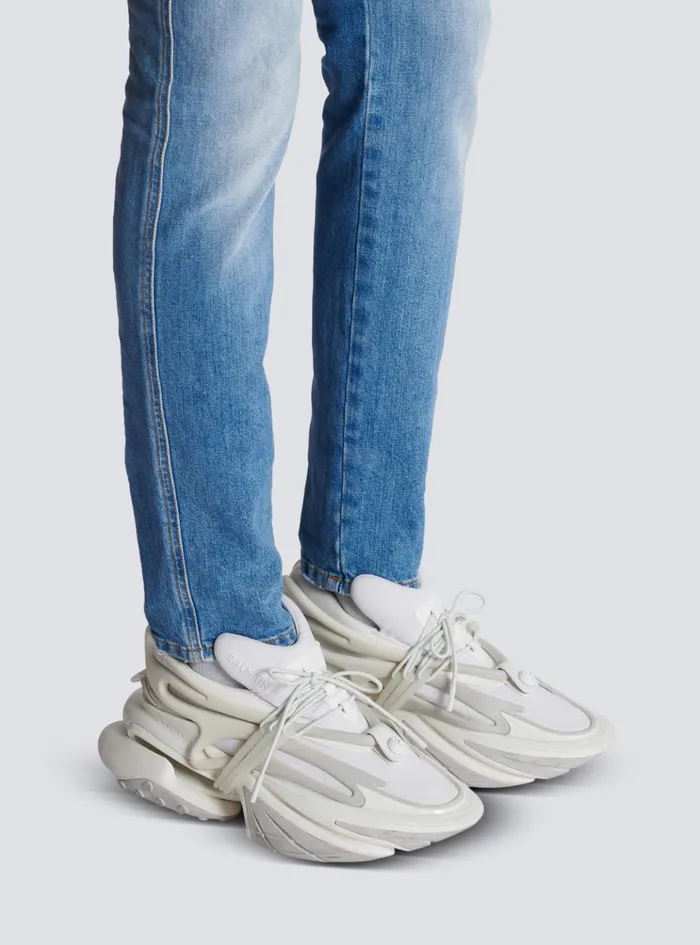 Neoprene And Leather Unicorn Lowtop Sneakers White Men Balmain Sneakers