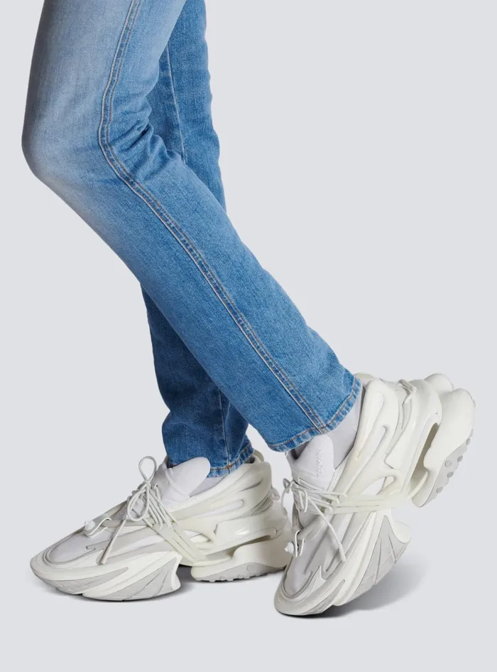 Neoprene And Leather Unicorn Lowtop Sneakers White Men Balmain Sneakers