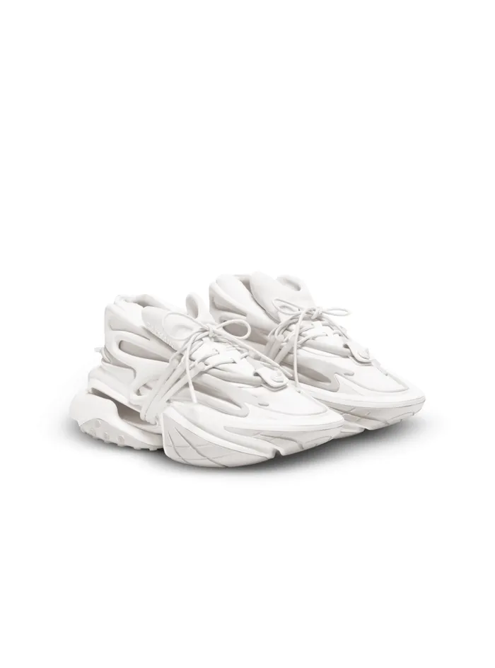 Neoprene And Leather Unicorn Lowtop Sneakers White Men Balmain Sneakers
