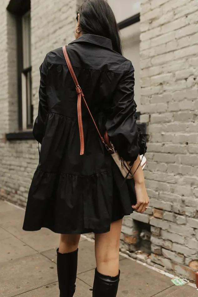 Nevada Button Up Dress Black Women Bohme Dresses