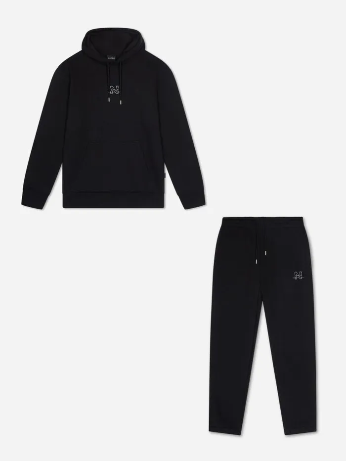 NICCE Tracksuit Sets Mens NICCE Sect Graphic Hoodie and Jogger Tracksuit Set Black