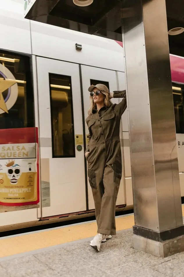 No Fly Zone Coveralls Olive Women Bohme Jumpsuits and Overalls