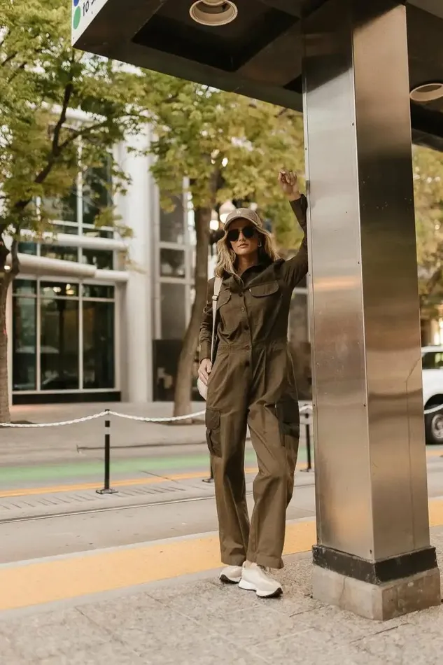 No Fly Zone Coveralls Olive Women Bohme Jumpsuits and Overalls