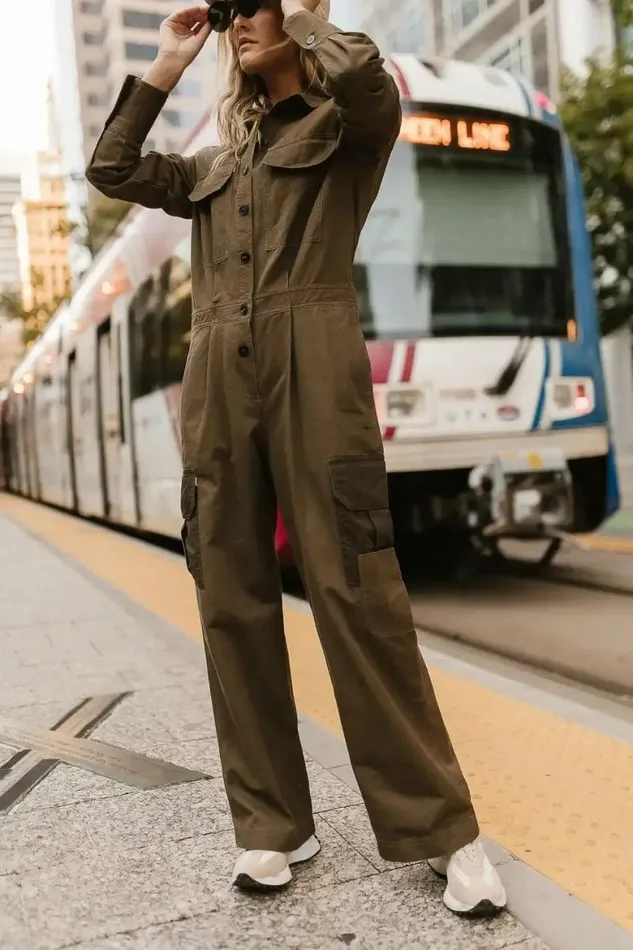 No Fly Zone Coveralls Olive Women Bohme Jumpsuits and Overalls