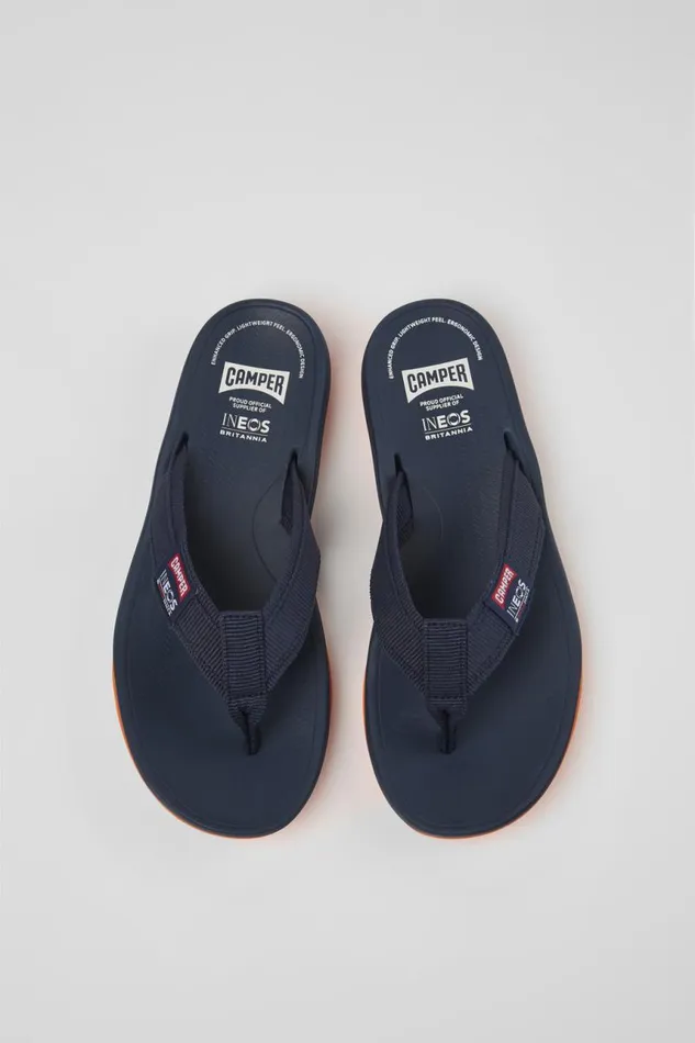 Non Leather Shoes Men Camper Camper X INEOS Britannia Blue Textile FlipFlops Non Leather Shoes Men Camper Camper X INEOS Britannia Blue Textile FlipFlops