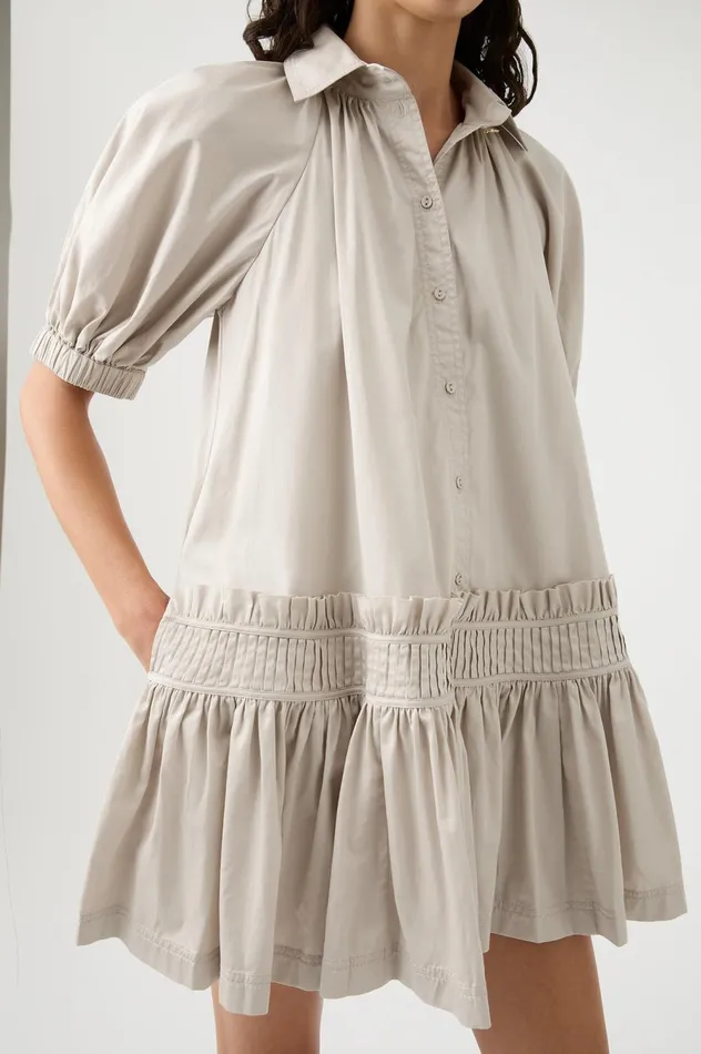 Novella Mini Smock Dress Sandstone Beige Women Aje Mini Dresses