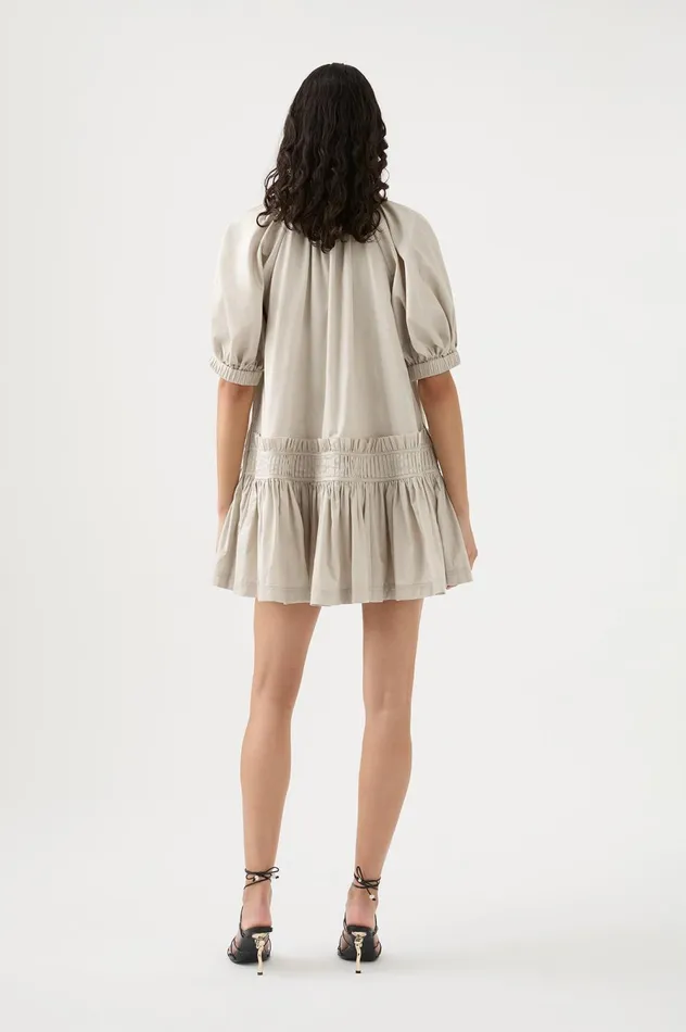 Novella Mini Smock Dress Sandstone Beige Women Aje Mini Dresses