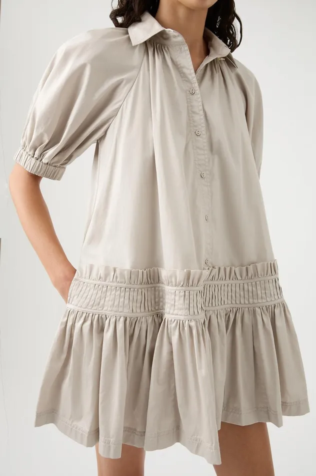 Novella Mini Smock Dress Sandstone Beige Women Aje Mini Dresses