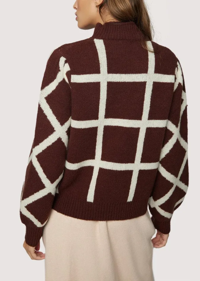 Off The Grid Sweater Darkbrowngrid Women Lost Wander Sweaters