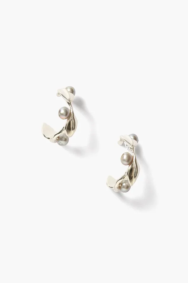 Olive Branch Hoop Earrings Mini Silver Women Chan Luu Earrings