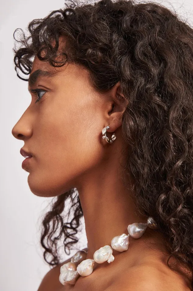 Olive Branch Hoop Earrings Mini Silver Women Chan Luu Earrings
