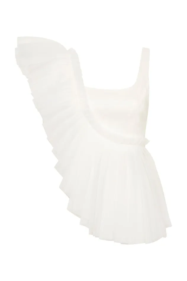 Orbit Sculptural Pleated Top Ivory Women Aje Tops