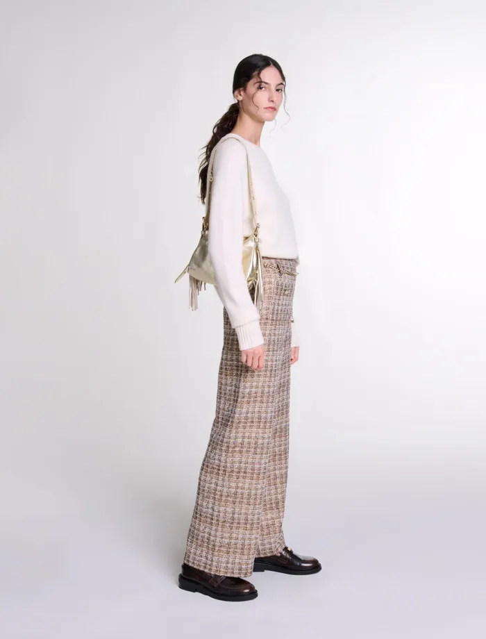 Pants and Jeans Women Maje Tweed Trousers Brown