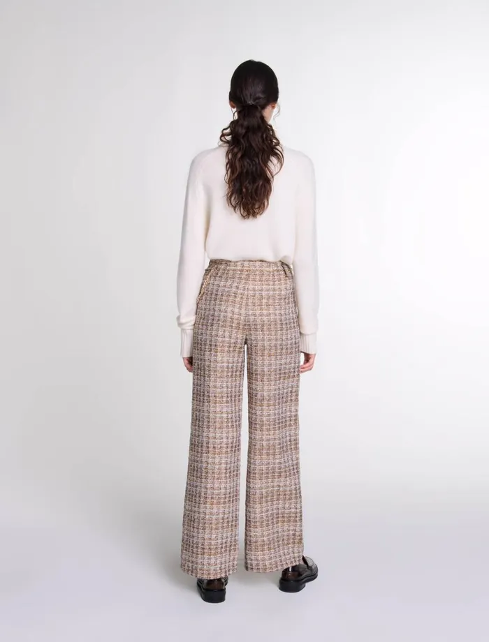 Pants and Jeans Women Maje Tweed Trousers Brown
