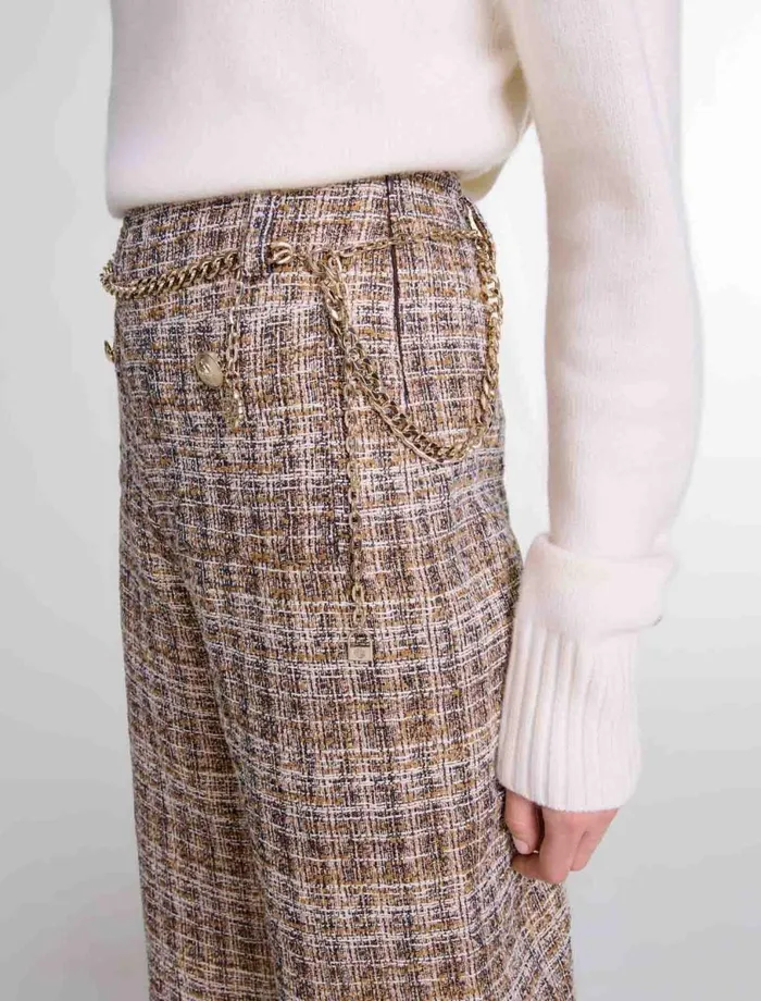 Pants and Jeans Women Maje Tweed Trousers Brown