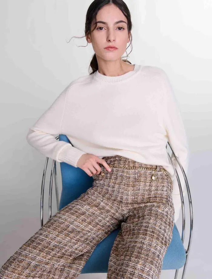 Pants and Jeans Women Maje Tweed Trousers Brown
