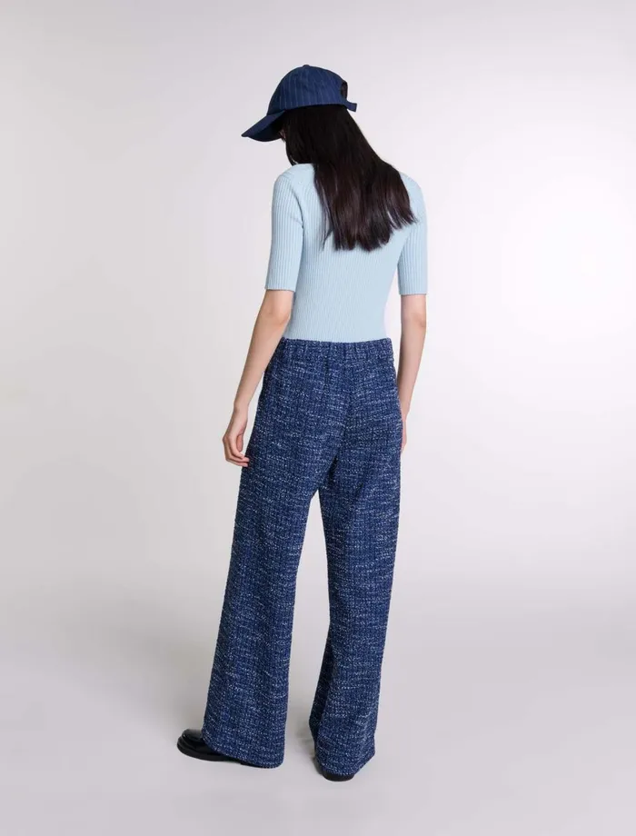 Pants and Jeans Women Maje WideLeg Tweed Trousers Blue