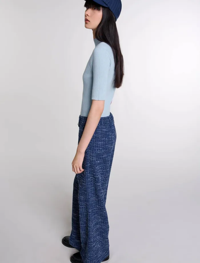 Pants and Jeans Women Maje WideLeg Tweed Trousers Blue