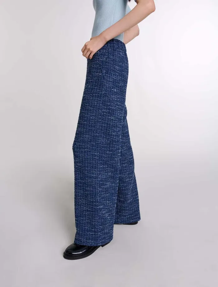 Pants and Jeans Women Maje WideLeg Tweed Trousers Blue