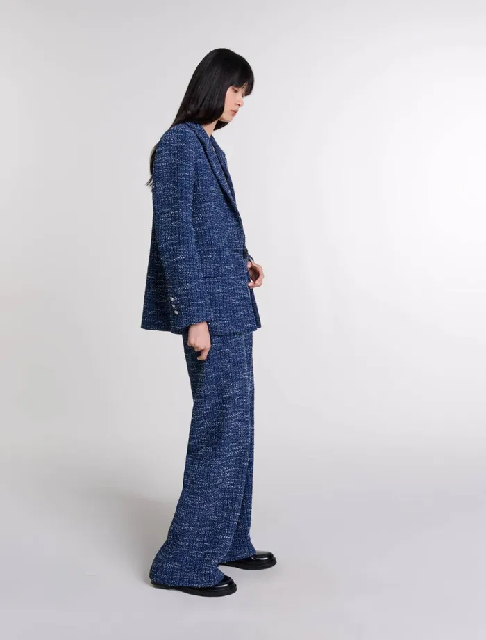 Pants and Jeans Women Maje WideLeg Tweed Trousers Blue