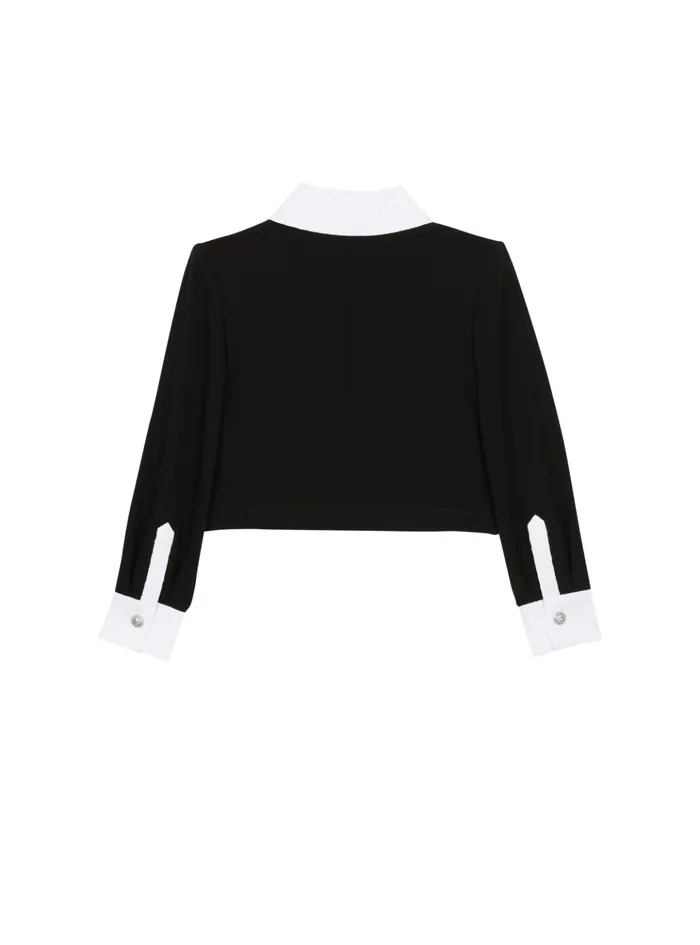 Paris Twotone Polo Sweatshirt Black Kids Balmain