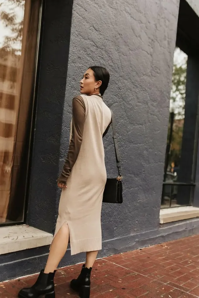 Parker Button Up Dress In Beige Beige Women Bohme Dresses