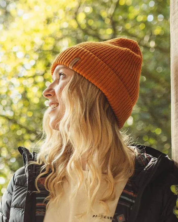 Passenger Clothing Compass Recycled Acrylic Beanie Sunrise Orange WomenMen Beanies