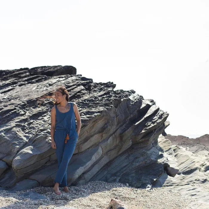 Passenger Clothing Eva Recycled Jumpsuit Dark Denim Women Dungarees and Trousers