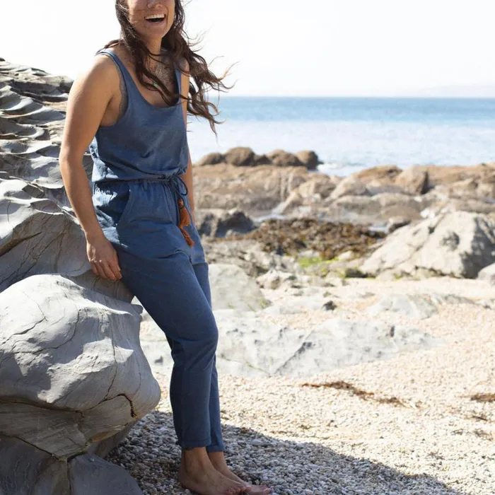 Passenger Clothing Eva Recycled Jumpsuit Dark Denim Women Dungarees and Trousers