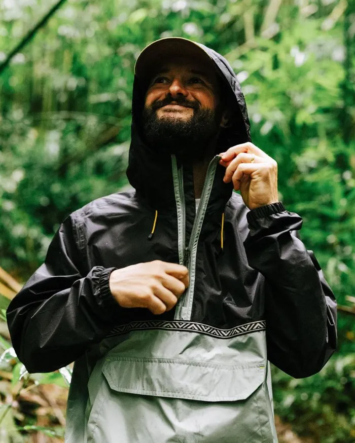Passenger Clothing Flow 12 Zip Recycled Water Resistant Jacket True Blackpistachio Men Jackets