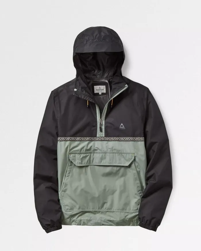 Passenger Clothing Flow 12 Zip Recycled Water Resistant Jacket True Blackpistachio Men Jackets