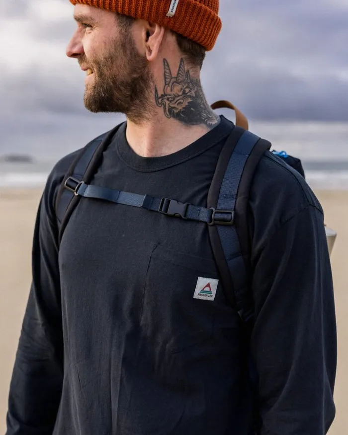 Passenger Clothing Heritage Recycled Relaxed Fit LS TShirt Black Men TShirts and Vests
