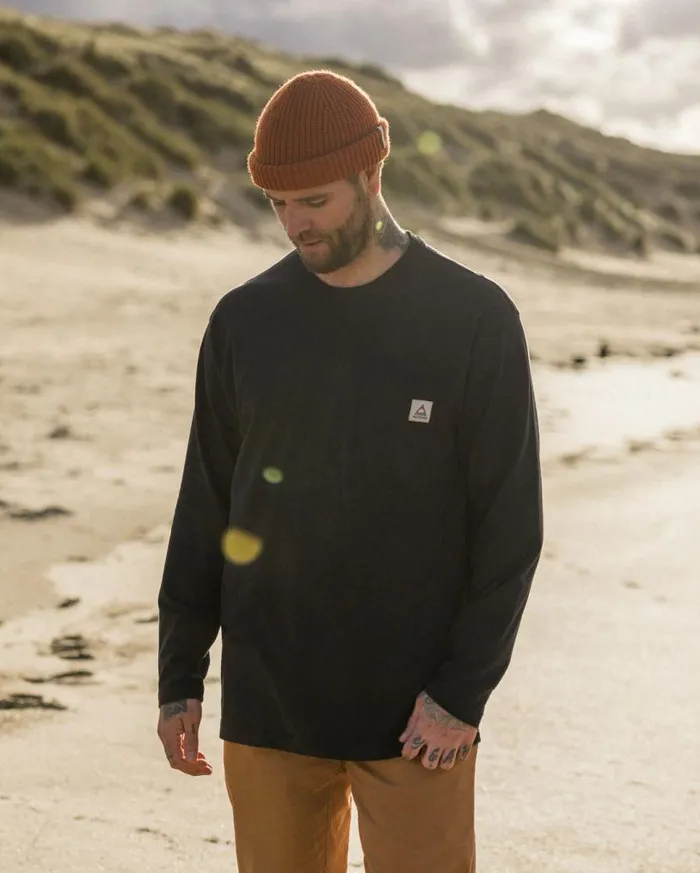 Passenger Clothing Heritage Recycled Relaxed Fit LS TShirt Black Men TShirts and Vests