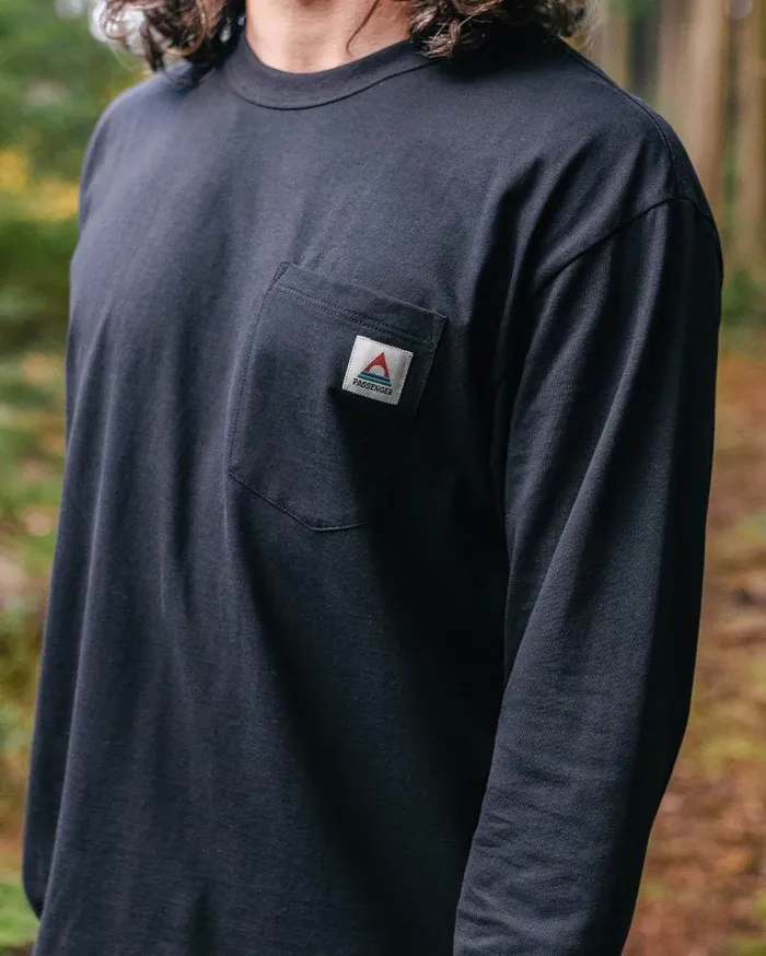 Passenger Clothing Heritage Recycled Relaxed Fit LS TShirt Black Men TShirts and Vests