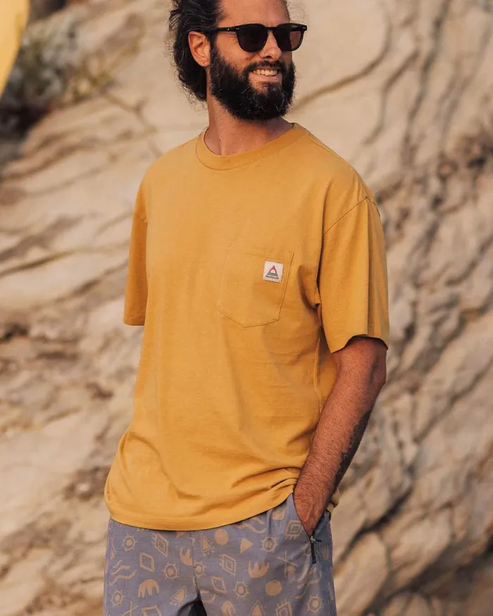 Passenger Clothing Heritage Recycled Relaxed Fit TShirt Mustard Gold Men TShirts and Vests