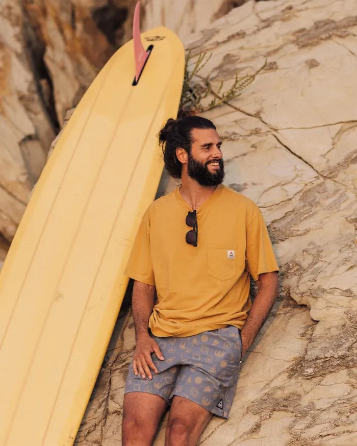 Passenger Clothing Heritage Recycled Relaxed Fit TShirt Mustard Gold Men TShirts and Vests
