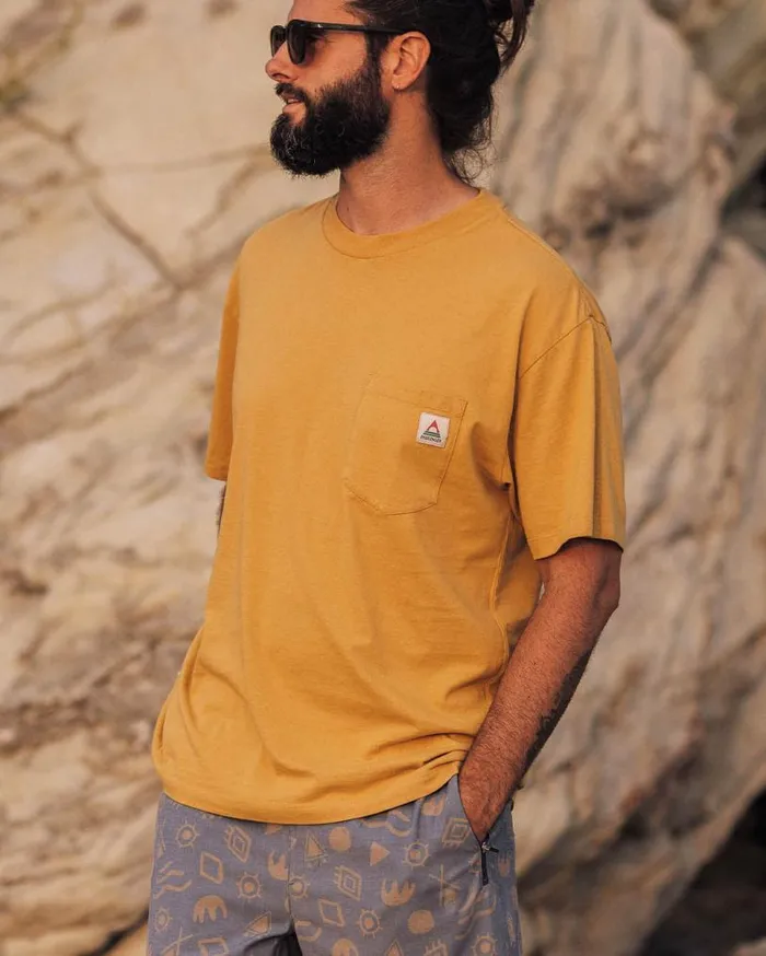 Passenger Clothing Heritage Recycled Relaxed Fit TShirt Mustard Gold Men TShirts and Vests